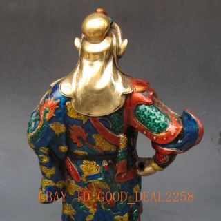 9.  2 Inch Brass Cloisonne handwork carved statue - Guan Gong w qianlong Marks 8