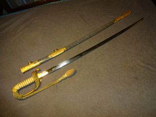K66 Japanese WWll Naval sword,  parade saber in mountings,  ray skin,  knot 11