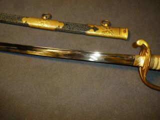 K66 Japanese WWll Naval sword,  parade saber in mountings,  ray skin,  knot 5