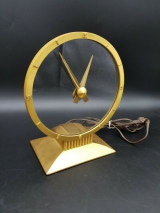 Vintage Jefferson Golden Hour Electric Mystery Clock 580 - 101 Deco - Parts Repair