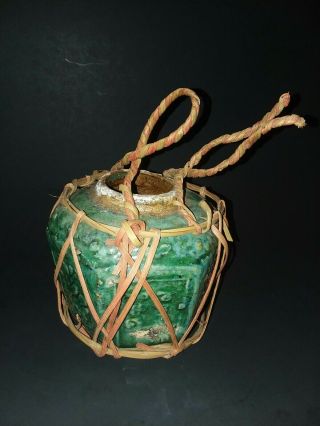 Antique Chinese Green Glazed Pottery 6 Sided Ginger Spice Wine Jar 19th C 3