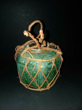 Antique Chinese Green Glazed Pottery 6 Sided Ginger Spice Wine Jar 19th C 4