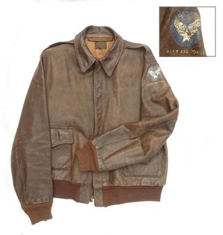 Antique 1940s Wwii Bomber Jacket Usaaf Army Air Force Brown Leather Jacket Sz 42