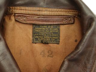 Antique 1940s WWII Bomber Jacket USAAF Army Air Force Brown Leather Jacket sz 42 2