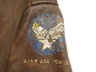 Antique 1940s WWII Bomber Jacket USAAF Army Air Force Brown Leather Jacket sz 42 4