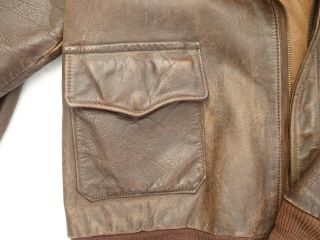 Antique 1940s WWII Bomber Jacket USAAF Army Air Force Brown Leather Jacket sz 42 7