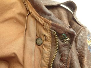 Antique 1940s WWII Bomber Jacket USAAF Army Air Force Brown Leather Jacket sz 42 8