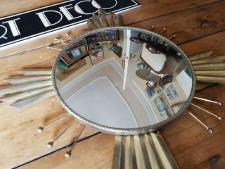 Vintage ART deco sputnik style circular Round Convex Gold Gilded Wall Mirror 2