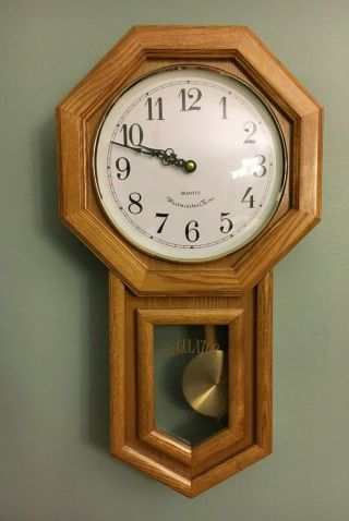 Vintage Classic Manor Quartz Westminster Chime Regulator W/ Pendulum Wall Clock