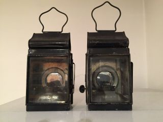 2 X Extremely Rare Vintage Black Oil Lamps