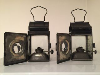 2 x Extremely Rare Vintage Black Oil Lamps 5