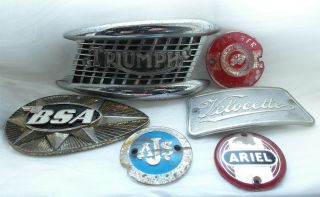 Vintage British Motorcycle Tank Badges: Panther,  Triumph,  Bsa,  Ajs.