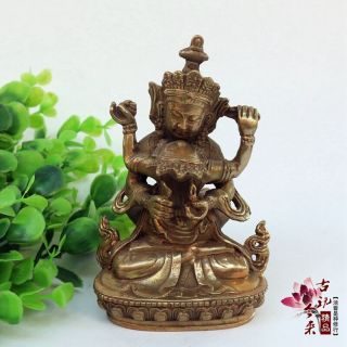 China Old Handwork Brass Tantric Buddhism Double Body Make Love Buddha Statue