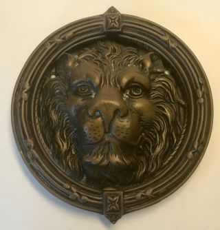 Vintage Bronze/brass Lions Head Ornate Architectural Decorative Door Knocker 9 "