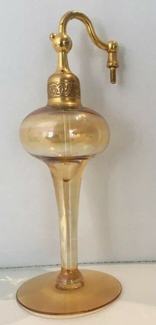 Antique Iridescent Carnival Glass Marked Devilbiss Perfume Atomizer A,