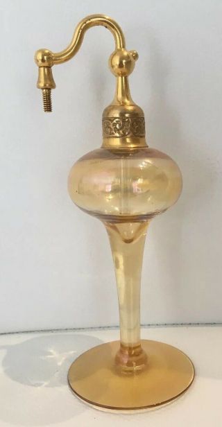 Antique Iridescent Carnival Glass Marked Devilbiss Perfume Atomizer A, 4