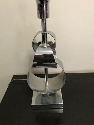 Vintage Mid Century Modern Chrome Table Lamp Abstract Sculpture 17”
