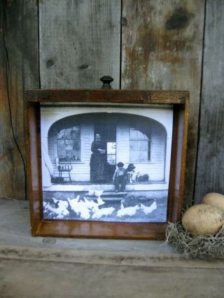 Antique Wood Drawer Old Photo Print Chicken Farm