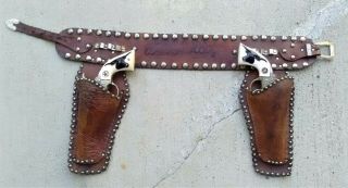 Vintage Western Boy Double Holster Rig,  2 Texan Jr.  Cap Guns