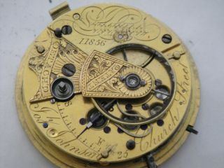 Josh Johnson Church St Liverpool Lever Fusee Movt 44mm Dial Sn11856 Ca 1830?