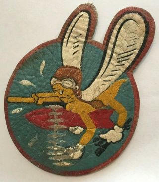 Rare Ww2 Usaaf Hand Painted Leather Patch Unidentified