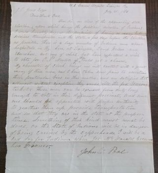 Civil War Letter From Pvt.  John T.  Pool - 6th Regiment Indiana Cavalry 1864