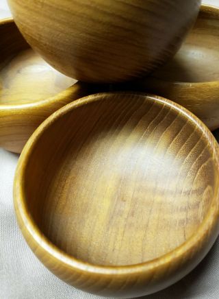 5 Holline Mid Century 3 - Inch Carved Wood Bowls Danish Modern Denmark