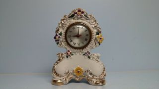 Vintage Sessions Mantel Clock Large China Case Hand Painted Electric 10 - 1/2 "