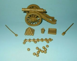 1960s Marx Heritage Revolutionary War Play Set Gold Plastic Cannon & Accessories