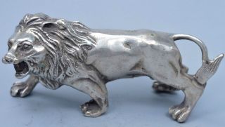 Old Collectable Handwork Miao Silver Carve Roaring Lion Souvenir Exorcism Statue 2