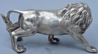 Old Collectable Handwork Miao Silver Carve Roaring Lion Souvenir Exorcism Statue 4