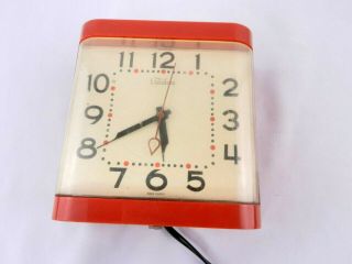 Vintage Telechron Electric Kitchen Wall Clock 2h31 Red Usa