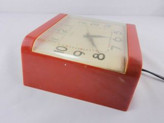Vintage Telechron Electric Kitchen Wall Clock 2H31 Red USA 3
