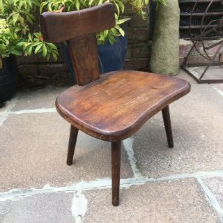 Vintage Mid Century Wooden Oak Child’s Chair Stool Teddy Shop Display