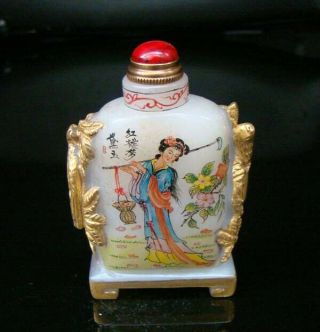 100 Handmade Carving Painting Gilt Snuff Bottles Old Peking Colored Glaze 009