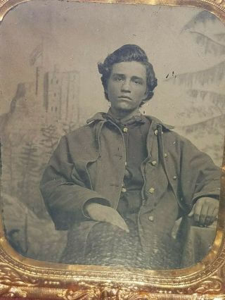 Rare Vintage 1860s Civil War Soldier Full Cased Image Great Expression