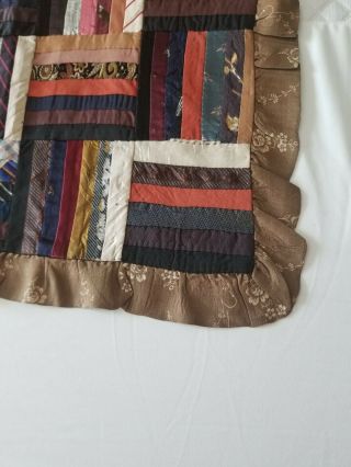 Antique Quilt,  Throw.  Silk,  Roman Zig Zag Design 64× 64 inches 2