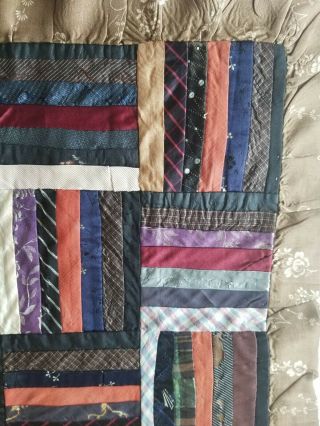 Antique Quilt,  Throw.  Silk,  Roman Zig Zag Design 64× 64 inches 7