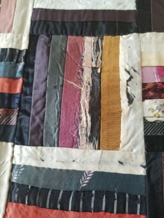 Antique Quilt,  Throw.  Silk,  Roman Zig Zag Design 64× 64 inches 8