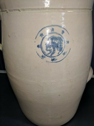 Antique RARE Louisville Pottery Co Indian Head 2 gal Stoneware Crock Churn 6