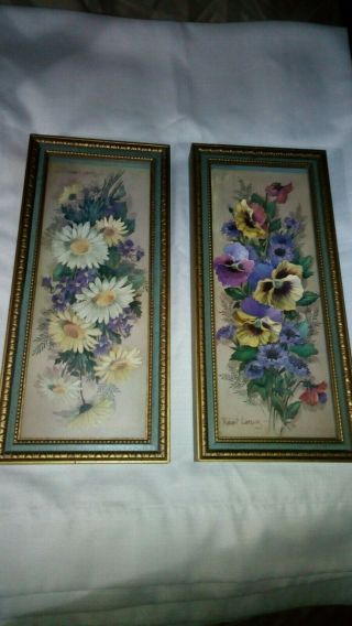 Vintage Mid Century Modern Floral Wall Art Shadow Box Pictures Robert Laessig