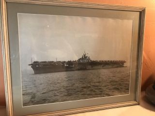 Vintage Photo Uss Bunker Hill,  Old Re - Print From Ft Lewis Sentinel,  18x23 Overall