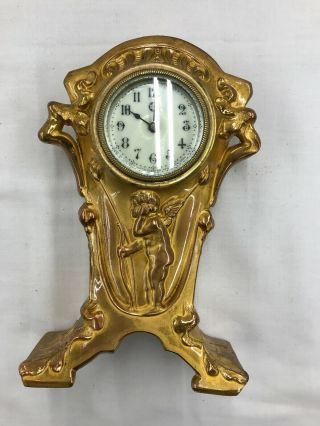 Vintage Antique Haven Clock Co.  Cherub Table Mantel Clock Haven Conn.