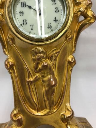 Vintage Antique Haven Clock Co.  Cherub Table Mantel Clock Haven Conn. 2