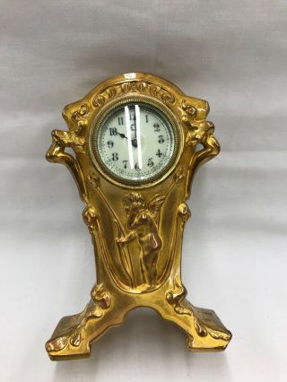 Vintage Antique Haven Clock Co.  Cherub Table Mantel Clock Haven Conn. 6