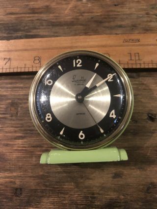 Vintage Lux Luxette Teal Green Wind Up Alarm Clock 2 3/4 " Tall Rare