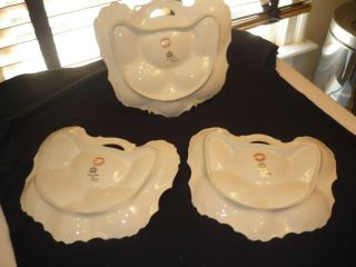 SET OF 3 M.  REDON LIMOGES M/R FRANCE OYSTER PLATES/DISH/SERVER 2