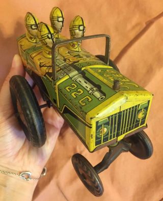Vintage Marx Jumpin Jeep Tin Wind - up Toy 5