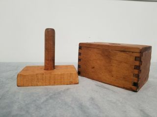 Antique Wooden Butter Press,  Dove - Tailed Box Press 2