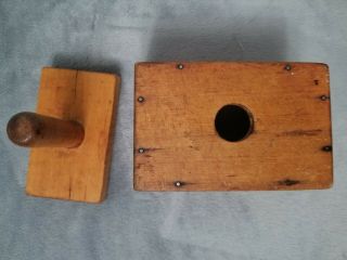 Antique Wooden Butter Press,  Dove - Tailed Box Press 3